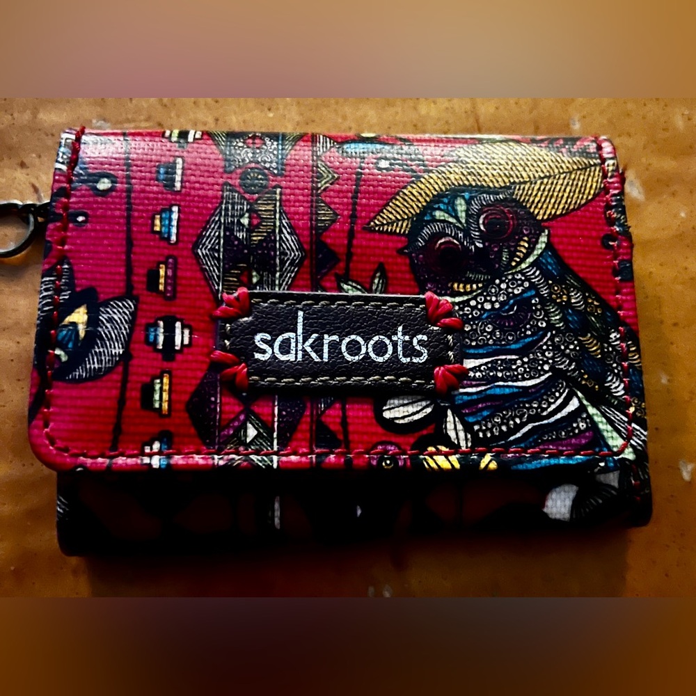 Sakroots Multicolor Owl Design Wallet